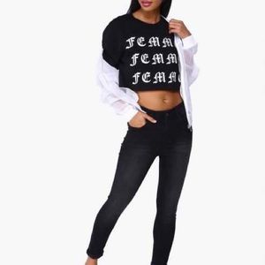 Forever 21 Black Femme Graphic Cropped Tee